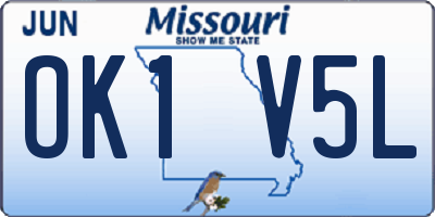 MO license plate OK1V5L