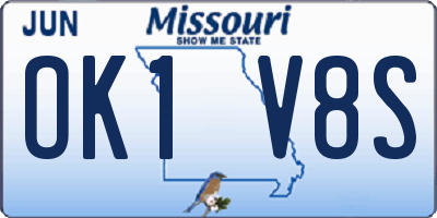 MO license plate OK1V8S