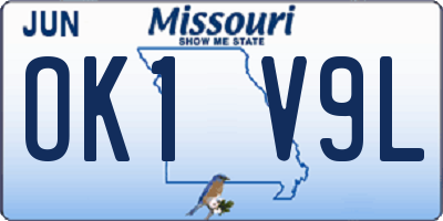 MO license plate OK1V9L