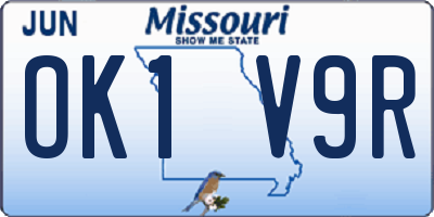 MO license plate OK1V9R