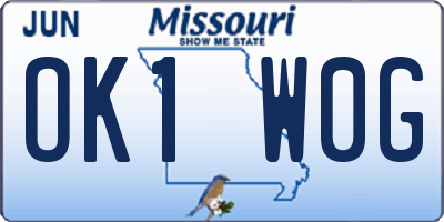 MO license plate OK1W0G