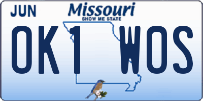 MO license plate OK1W0S