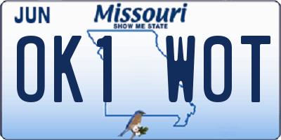 MO license plate OK1W0T