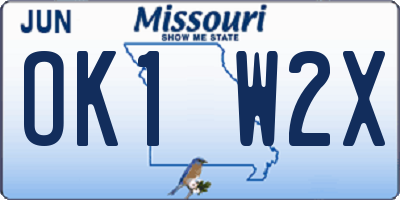 MO license plate OK1W2X