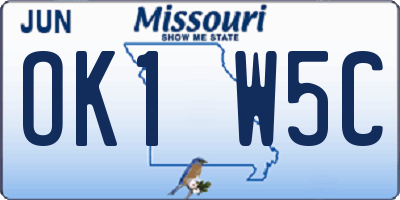 MO license plate OK1W5C