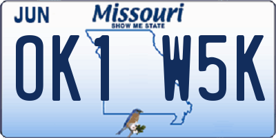 MO license plate OK1W5K