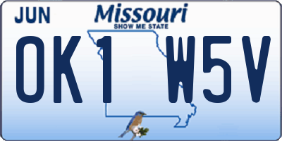MO license plate OK1W5V