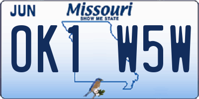 MO license plate OK1W5W