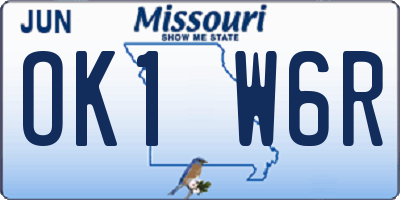 MO license plate OK1W6R