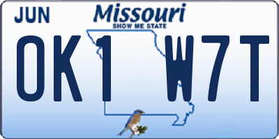MO license plate OK1W7T