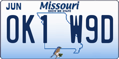 MO license plate OK1W9D