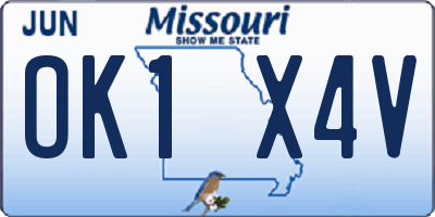MO license plate OK1X4V