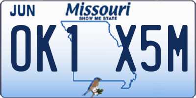 MO license plate OK1X5M