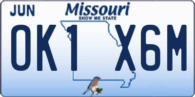 MO license plate OK1X6M
