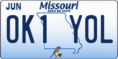 MO license plate OK1Y0L