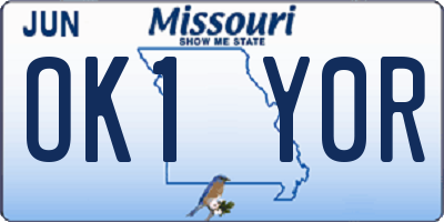 MO license plate OK1Y0R