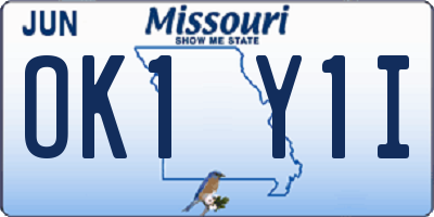 MO license plate OK1Y1I