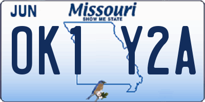 MO license plate OK1Y2A