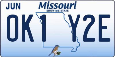MO license plate OK1Y2E