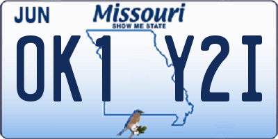 MO license plate OK1Y2I