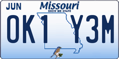 MO license plate OK1Y3M