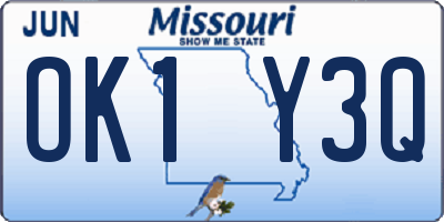 MO license plate OK1Y3Q