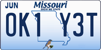 MO license plate OK1Y3T