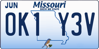 MO license plate OK1Y3V