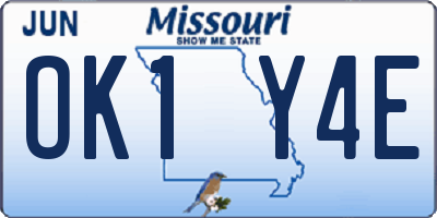MO license plate OK1Y4E