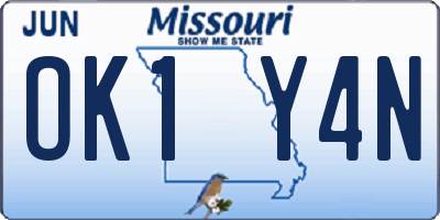 MO license plate OK1Y4N