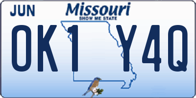 MO license plate OK1Y4Q