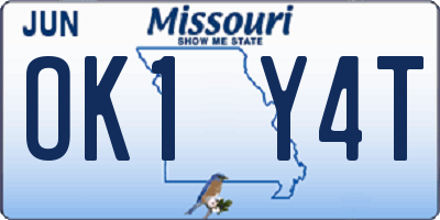 MO license plate OK1Y4T