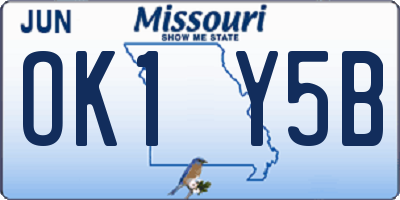 MO license plate OK1Y5B