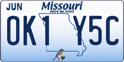 MO license plate OK1Y5C