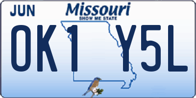 MO license plate OK1Y5L