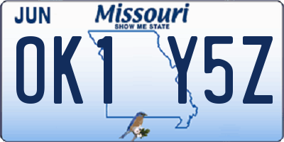 MO license plate OK1Y5Z