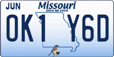 MO license plate OK1Y6D