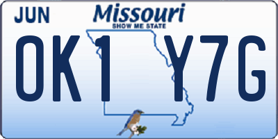 MO license plate OK1Y7G