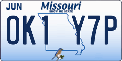 MO license plate OK1Y7P