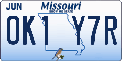 MO license plate OK1Y7R