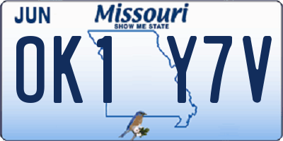 MO license plate OK1Y7V