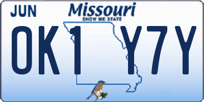 MO license plate OK1Y7Y