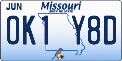 MO license plate OK1Y8D