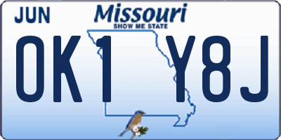 MO license plate OK1Y8J