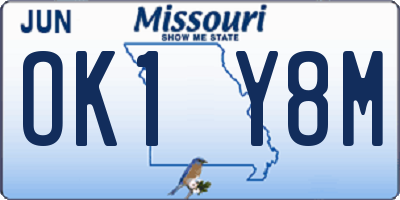 MO license plate OK1Y8M
