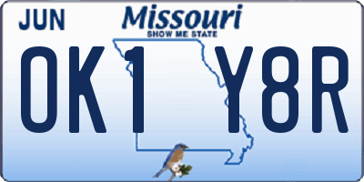 MO license plate OK1Y8R