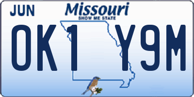 MO license plate OK1Y9M