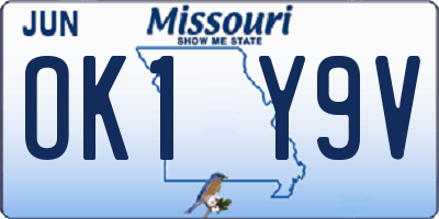 MO license plate OK1Y9V