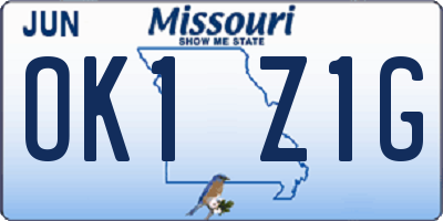 MO license plate OK1Z1G