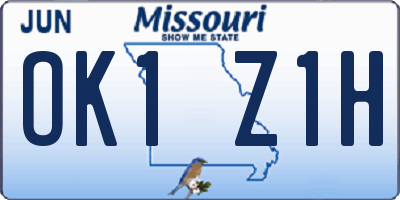 MO license plate OK1Z1H